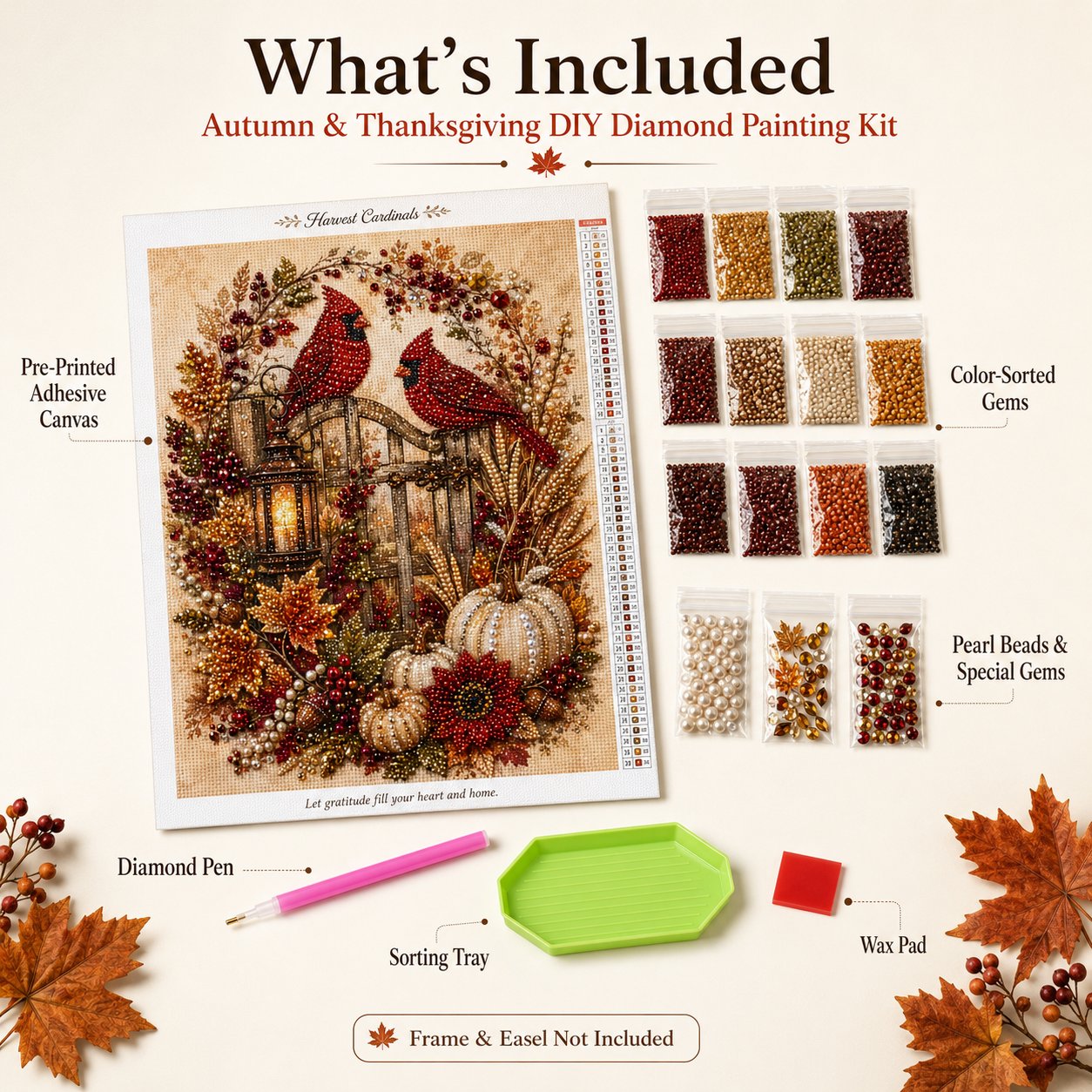 🍂 LAST DAY 49% OFF – Premium 3D Pearl Autumn & Thanksgiving Diamond Painting Art Kit | Luxury Flocked Canvas with Scratch-Resistant Non-Fading Pearl Beads DIY Fall Harvest Decor 🍁🦃💎