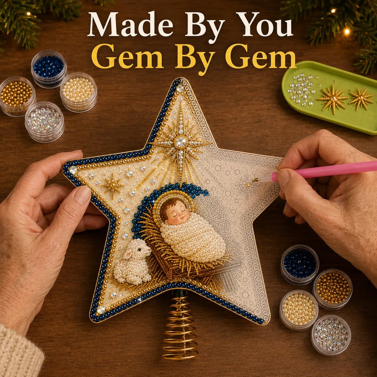 🔥LAST DAY 50% OFF - ⭐ Christian Faith Pearl Diamond Art Christmas Tree Topper Kit