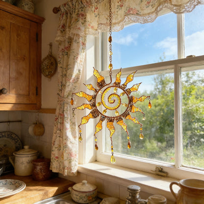 ✨ Sun Spiral Crystal Suncatcher – Handmade Boho Light Catcher | 70% OFF Today 🌞