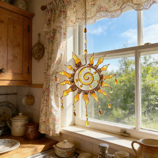 ✨ Sun Spiral Crystal Suncatcher – Handmade Boho Light Catcher | 70% OFF Today 🌞