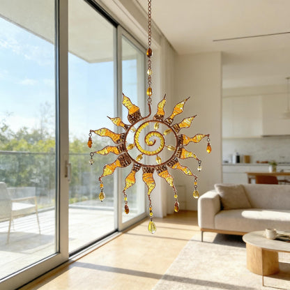 ✨ Sun Spiral Crystal Suncatcher – Handmade Boho Light Catcher | 70% OFF Today 🌞