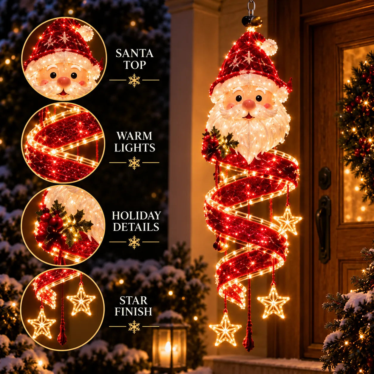 ⏳ Last Day 49% OFF – 🎄Christmas Magic Spiral™ Hanging LED Light Collection – 9 Festive Designs ✨ | Suspended Glowing Characters with Spiral Lights & Hanging Details for Porches, Windows, Entryways & Holiday Displays