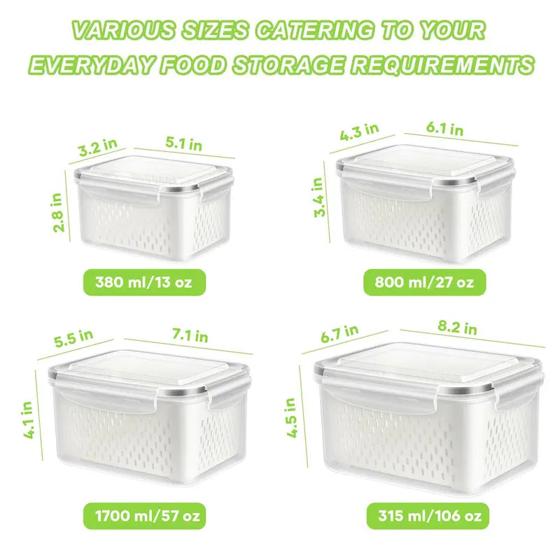 BPA-Free-Double DrainerFruit & Vegetable Storage Box,,Kitchen Accessories Storage Organizer, Household Essentials Durable