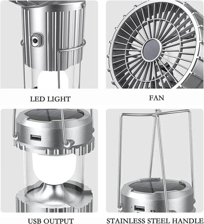 🔥3 in 1 Portable Solar Outdoor Led Camping Lantern with Fan