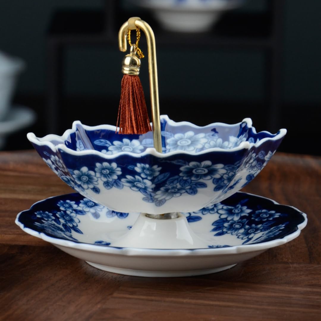 🍵5 Thousand Years Blue and White Porcelain Umbrella Tea Infuser Set