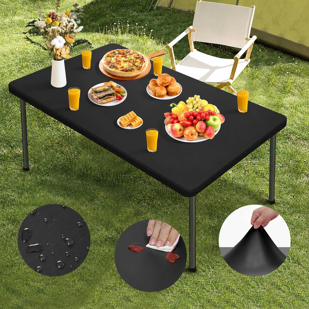 🌸 LIMITED TIME 60% OFF! ✨Pack Stretch Fabric Table Top Cap Cover, fits 4ft/6ft/8ft Tables
