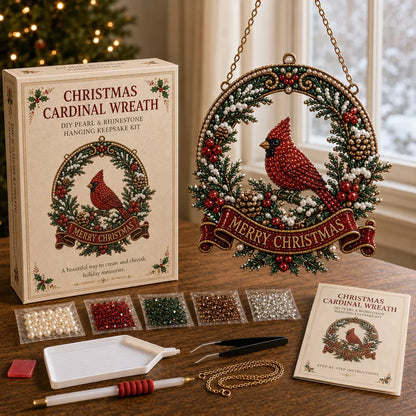 ⏳ Last Day 49% OFF – 🎄Beginner-Friendly Christmas Memories Pearl & Rhinestone DIY Kit | 6 Festive Hanging Designs with Printed Base, Pearls, Rhinestones, Tools & Hanging Chain Included 💕
