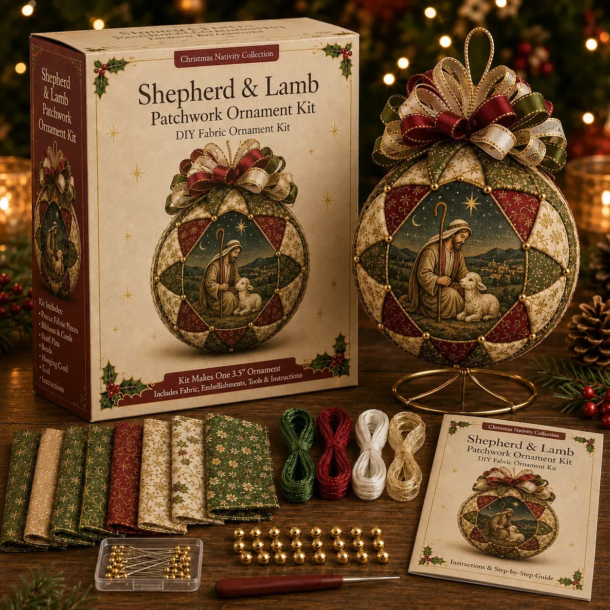 ⏳ Last Day 49% OFF – ✝️ Beginner-Friendly DIY Christmas Nativity Patchwork Ornament Kit Collection | Complete Kit with Coordinated Fabrics, Ornament Form, Decorative Accents & Step-by-Step Guide Included 💕