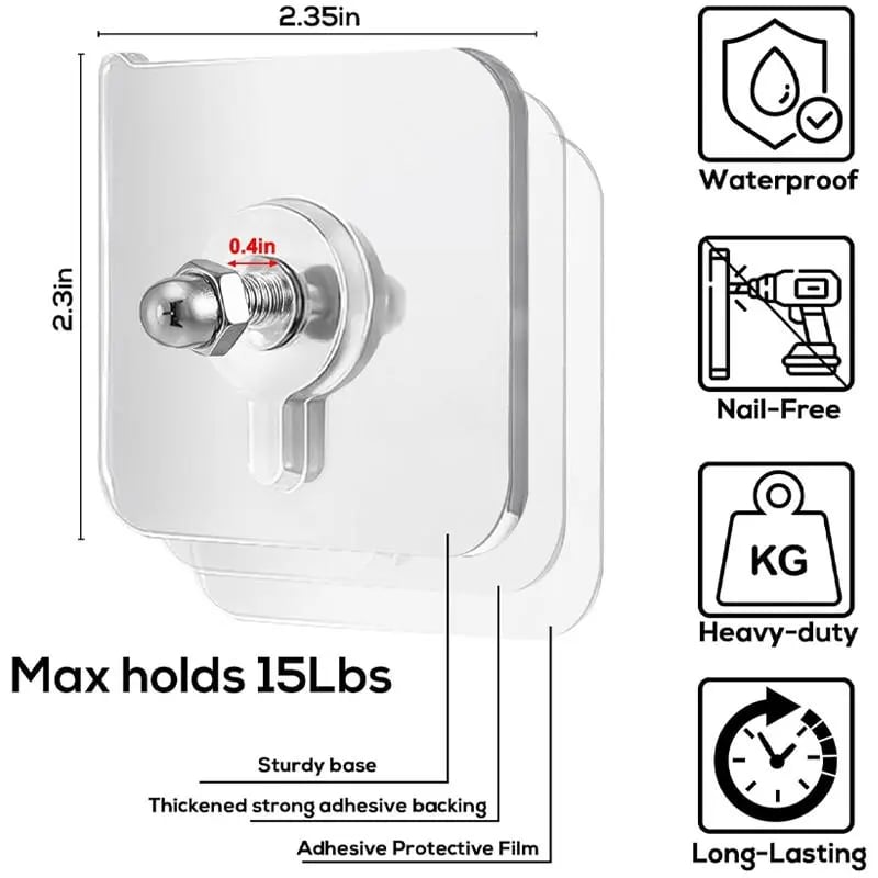 BUY 10 GET 10 FREE 20PCS Wall Mount Self-Adhesive Hooks Suitable for Bathroom and Kitchen Decoration