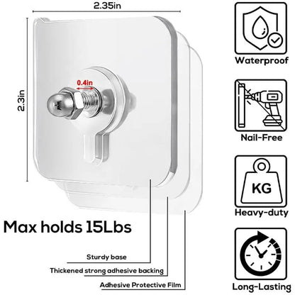 BUY 10 GET 10 FREE 20PCS Wall Mount Self-Adhesive Hooks Suitable for Bathroom and Kitchen Decoration