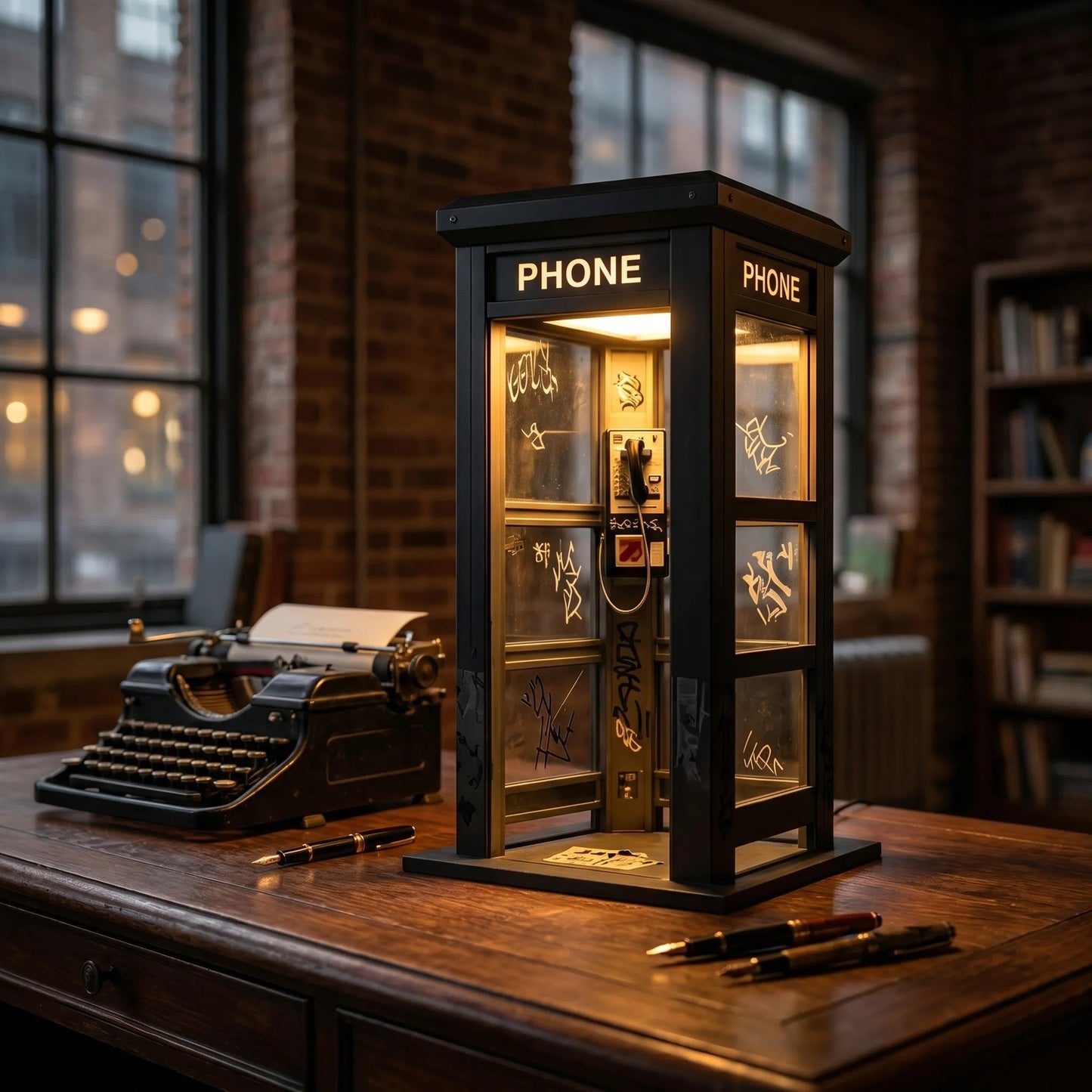 ✨Vintage telephone booth-shaped ambient lamp