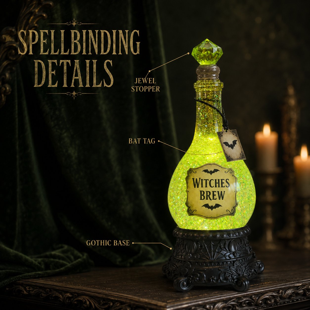 🔥Last Day 49% OFF 🧙✨Lighted Witches’ Brew Poison Bottle Glitter Globe