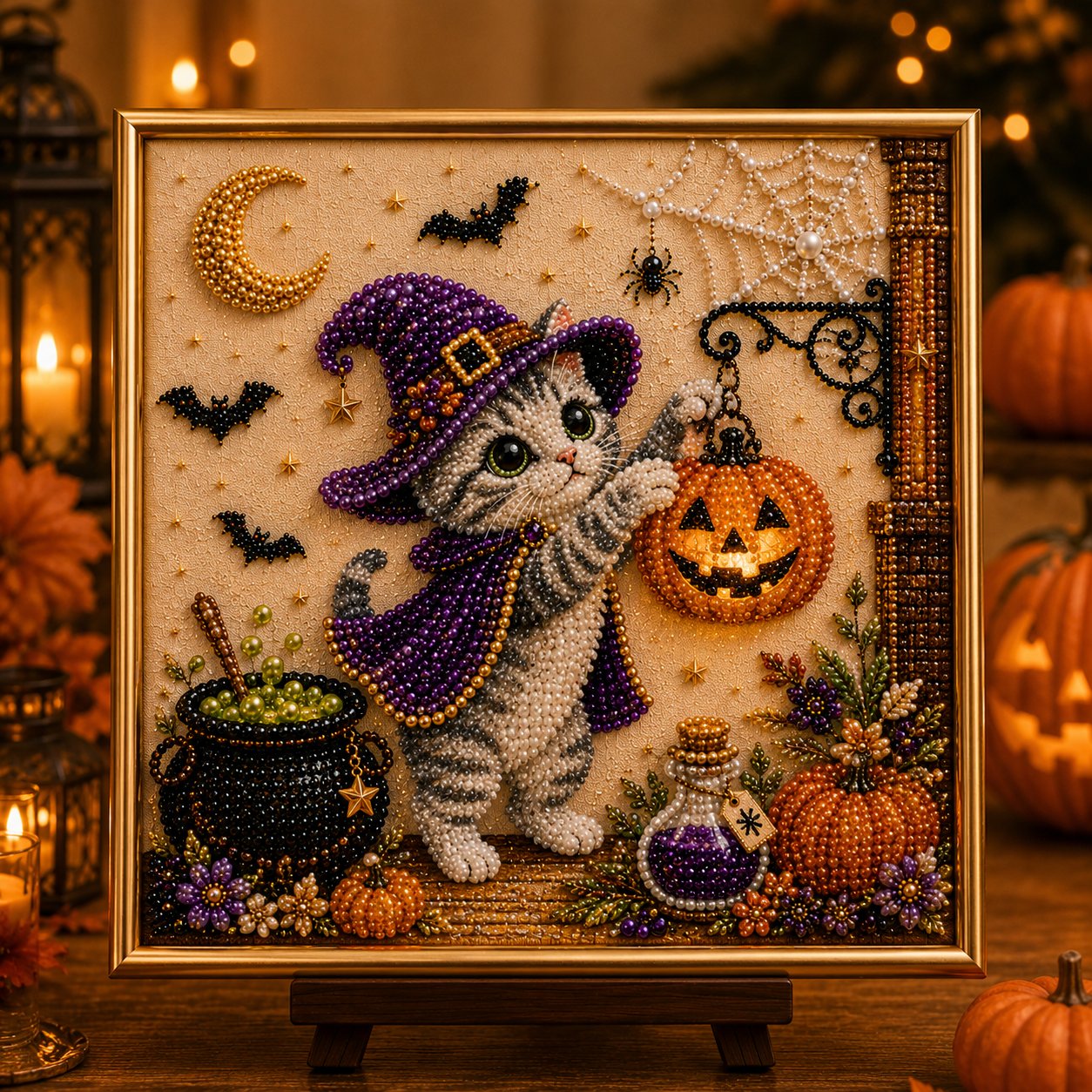 DIY Halloween Cat Pearl Bead Painting Kit 🐈‍⬛🎃