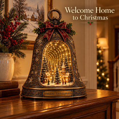 🎄 Christmas Village Infinity Bell – Lighted 3D Holiday Decor