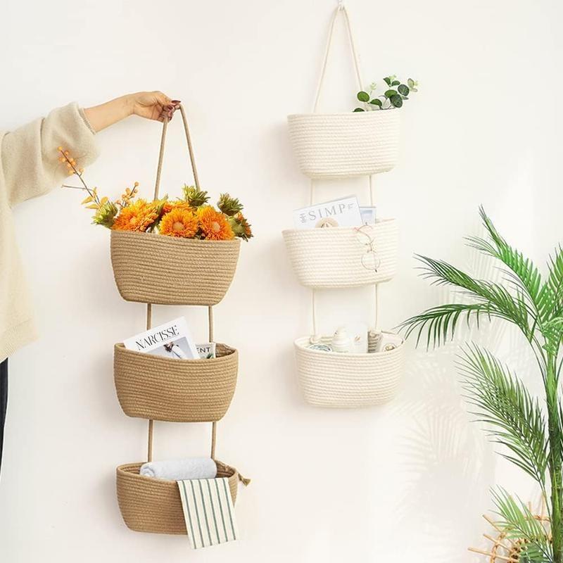 Decorative 3-Tier hanging organizer bag, over the door basket