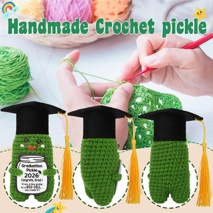 Handmade Crochet Graduation Pickle — "You're a Big Dill" Funny Gift with Grad Cap