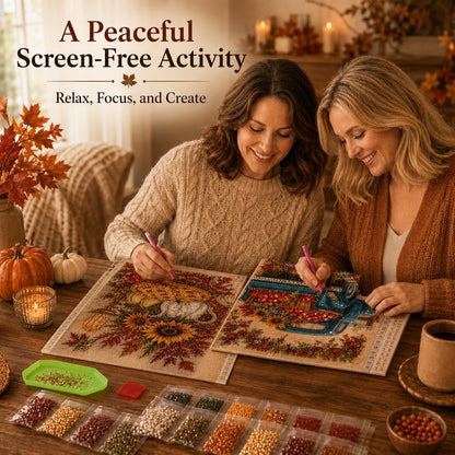 🍂 LAST DAY 49% OFF – Premium 3D Pearl Autumn & Thanksgiving Diamond Painting Art Kit | Luxury Flocked Canvas with Scratch-Resistant Non-Fading Pearl Beads DIY Fall Harvest Decor 🍁🦃💎