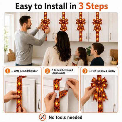 🎃 LED Light-Up Halloween Cabinet Door Bow — Turn Any Door Into a Spooky Statement! 👻✨