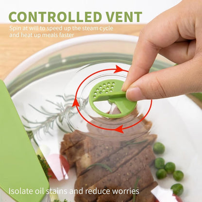 🍽️ Microwave Food Cover with Built-In Steamer 🔥