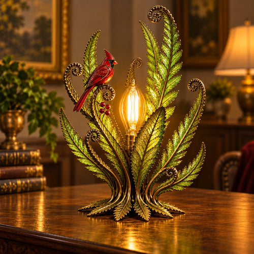 ❤️  Last Day 50% OFF✨-🐦Cardinal Garden Glow Lamp for Vintage Bird & Botanical Home Decor 🌿