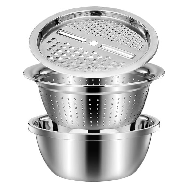 🍴 German Quality 3-in-1 Stainless Steel Grater Bowl