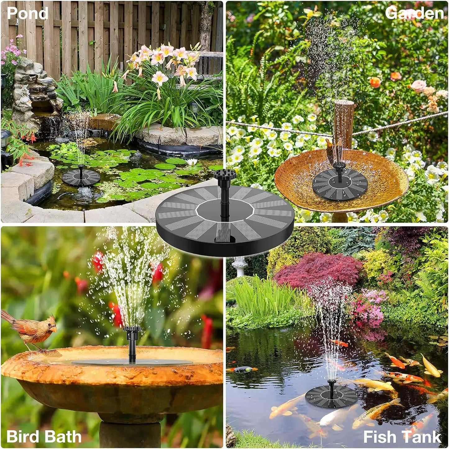 5.1" Solar Bird Bath Fountain Pump - Floating Water Feature with 6 Spray Nozzles - Eco-Friendly Pond Aerator for Garden & Patio