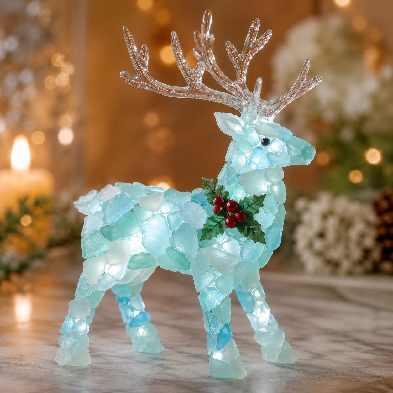 ⏳ Last Day 49% OFF – 🎅 Beginner-Friendly DIY Lighted Sea Glass Santa Christmas Decor Kit | Complete Kit with Sea Glass Pieces, Warm Fairy Lights & Step-by-Step Guide Included 💕
