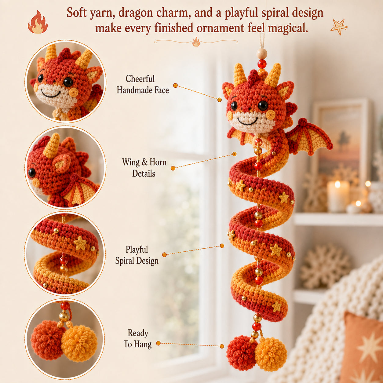 🔥Buy 3, Get 1 Free 🔥🐉 DIY Dragon Spiral Hanging Ornament Kit
