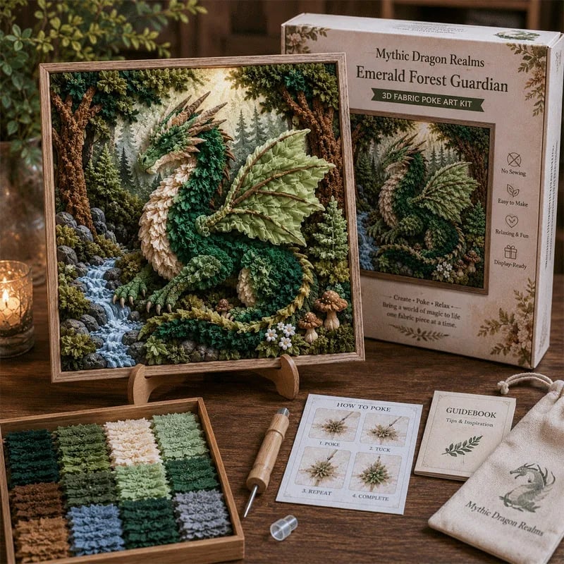 🔥HOT SALE🔥💥🏆Last Day Buy 2 get 1 free🐉 Mythic Dragon Realms 3D Fabric Poke Art Kit