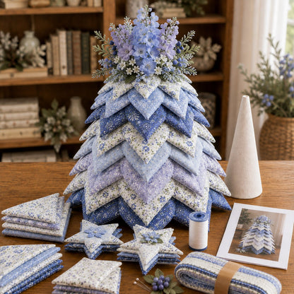 🍂 Beginner-Friendly DIY Fabric Patchwork Fall Tree Kit | Coordinated Autumn Fabrics, Cone Base, Securing Pins & Floral Topper Included 🌼✨
