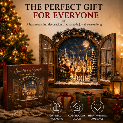 🎅 Santa’s Secret Window Light – 3D Lighted North Pole Christmas Wall Decor