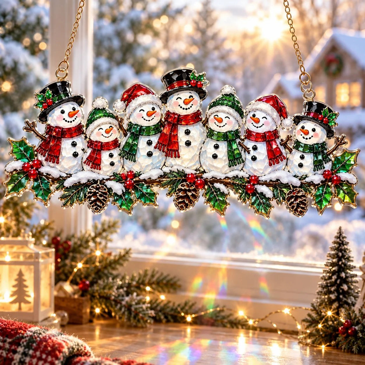 ✨ Whimsical Winter Suncatchers(11 types) | Shatterproof "Stained-Glass" Window Hangings 🎄