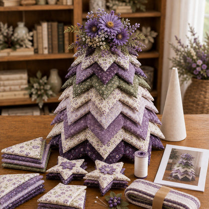 🍂 Beginner-Friendly DIY Fabric Patchwork Fall Tree Kit | Coordinated Autumn Fabrics, Cone Base, Securing Pins & Floral Topper Included 🌼✨