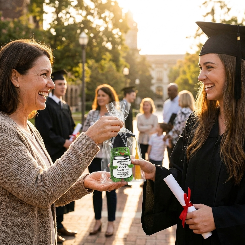 Handmade Crochet Graduation Pickle — "You're a Big Dill" Funny Gift with Grad Cap