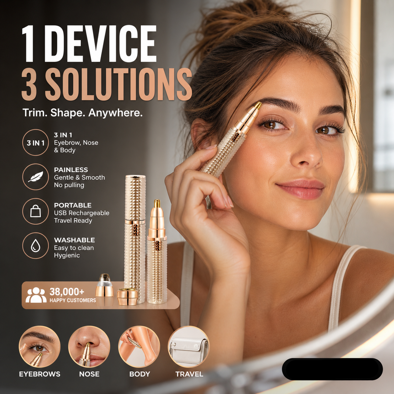 ✂️ 2026 Sale — Over 38,000 Sold!🔥 Portable Electric Eyebrow Trimmer – Interchangeable Heads 🪒