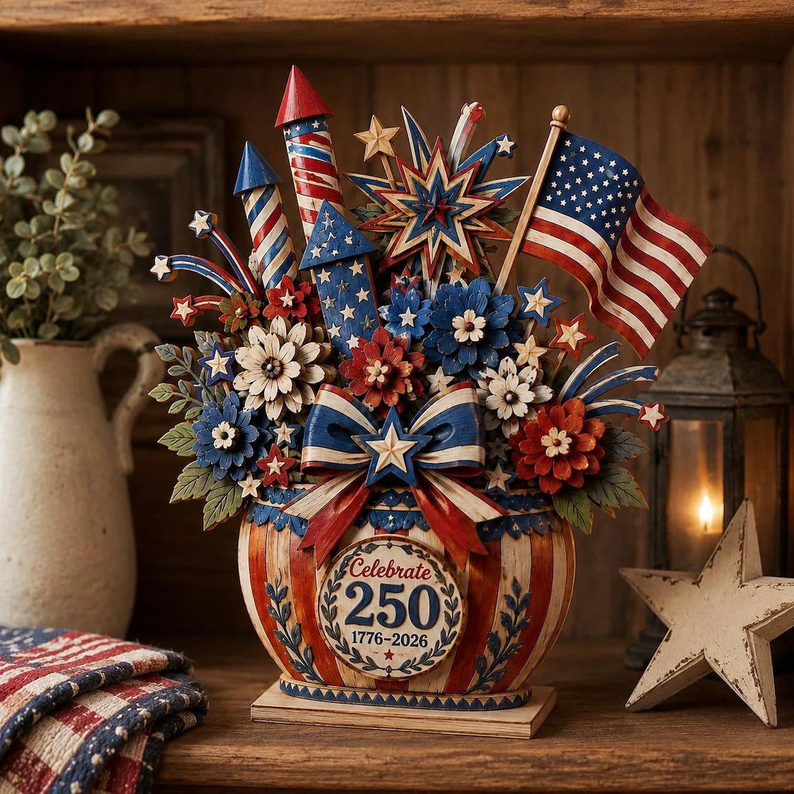 🔥Last Day 50% OFF🔥Personalized America 250 Wooden Centerpiece