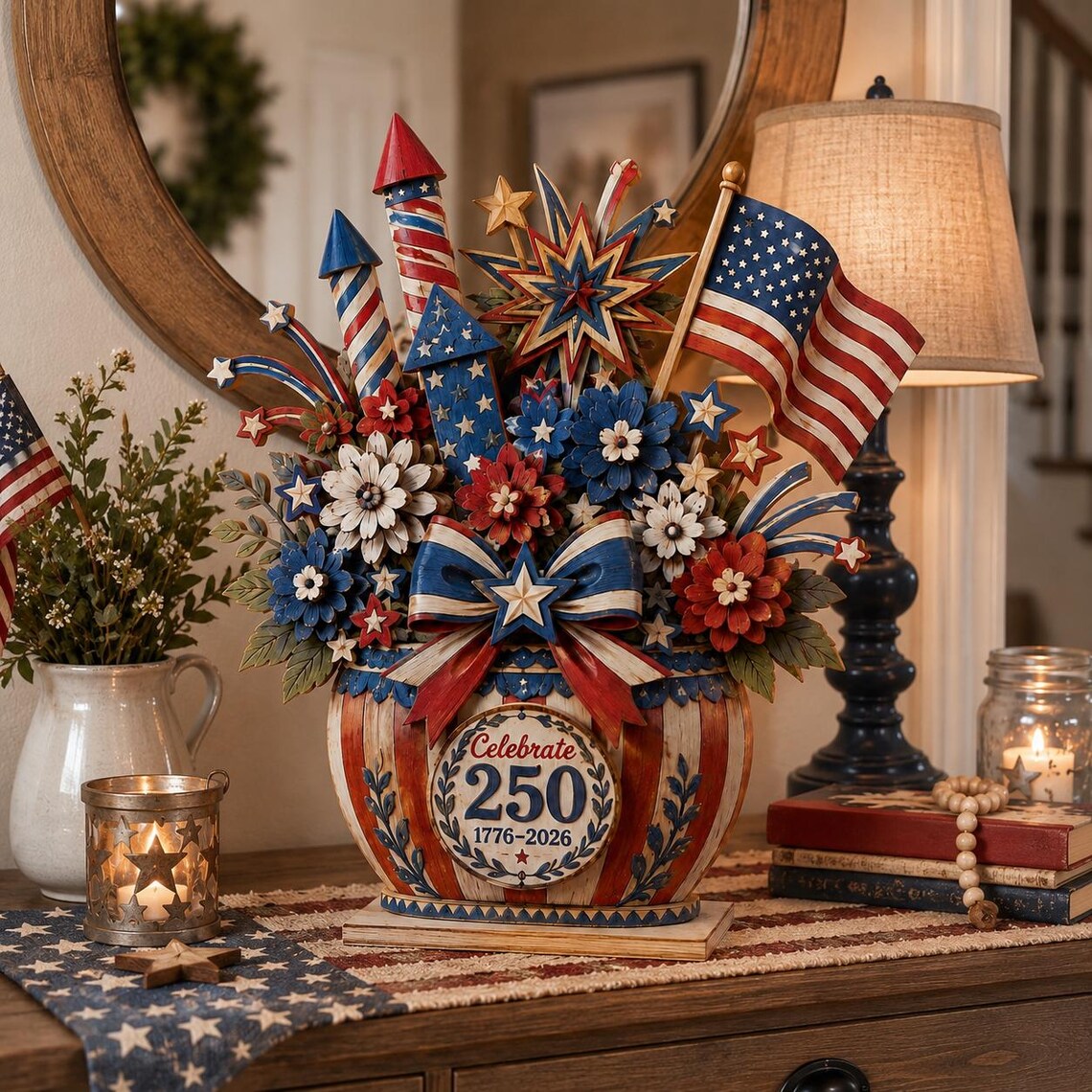 🔥Last Day 50% OFF🔥Personalized America 250 Wooden Centerpiece