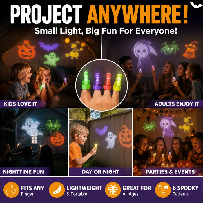 Halloween Pattern Finger Projector Lights - image-6a96e720bcdbb6b665e78c06