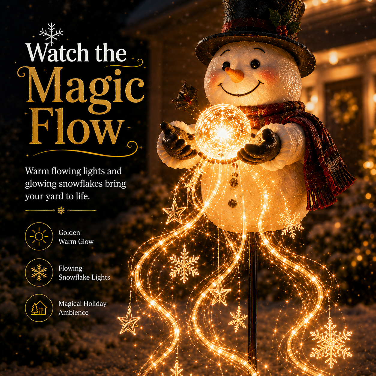 🎄Last day 49% OFF⛄Snowman Magic Fountain™-Flowing Snowflake LED Christmas Garden Light❄️