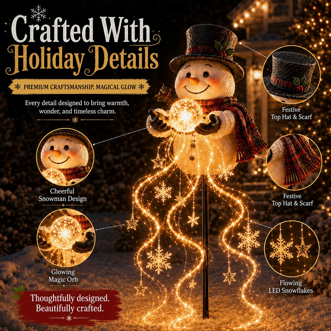 🎄Last day 49% OFF⛄Snowman Magic Fountain™-Flowing Snowflake LED Christmas Garden Light❄️