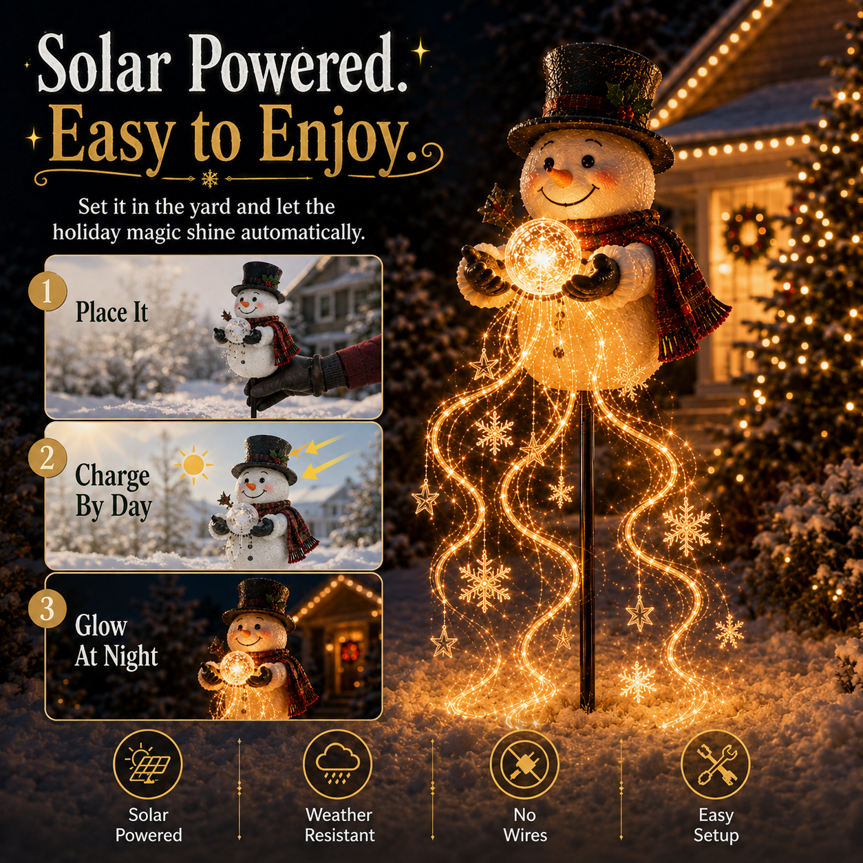 🎄Last day 49% OFF⛄Snowman Magic Fountain™-Flowing Snowflake LED Christmas Garden Light❄️