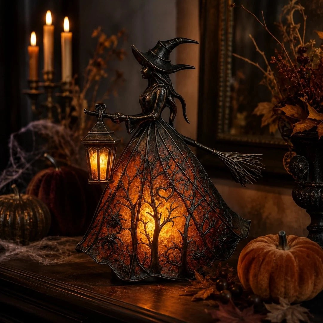 Warm glowing Witch Lamp Halloween tabletop decoration