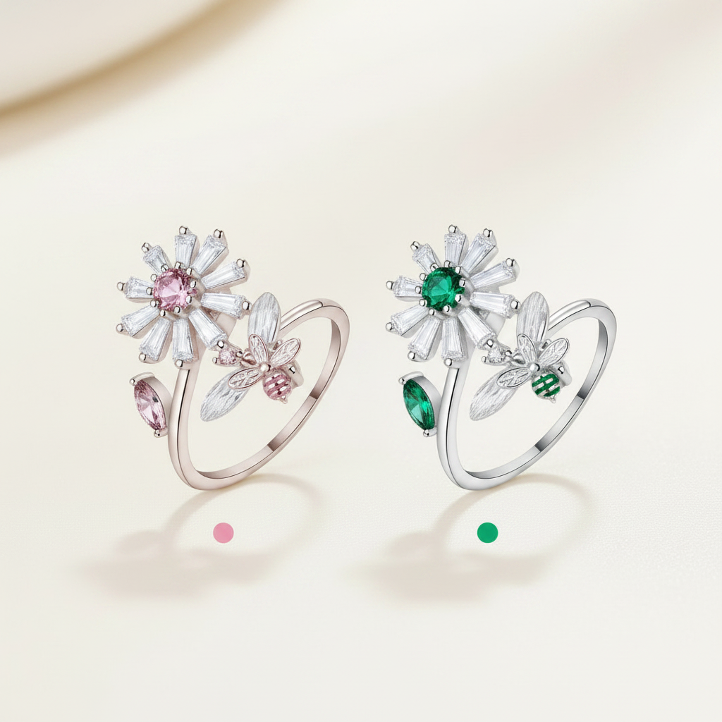First Bloom x Wild Meadow - Pink and Green rings
