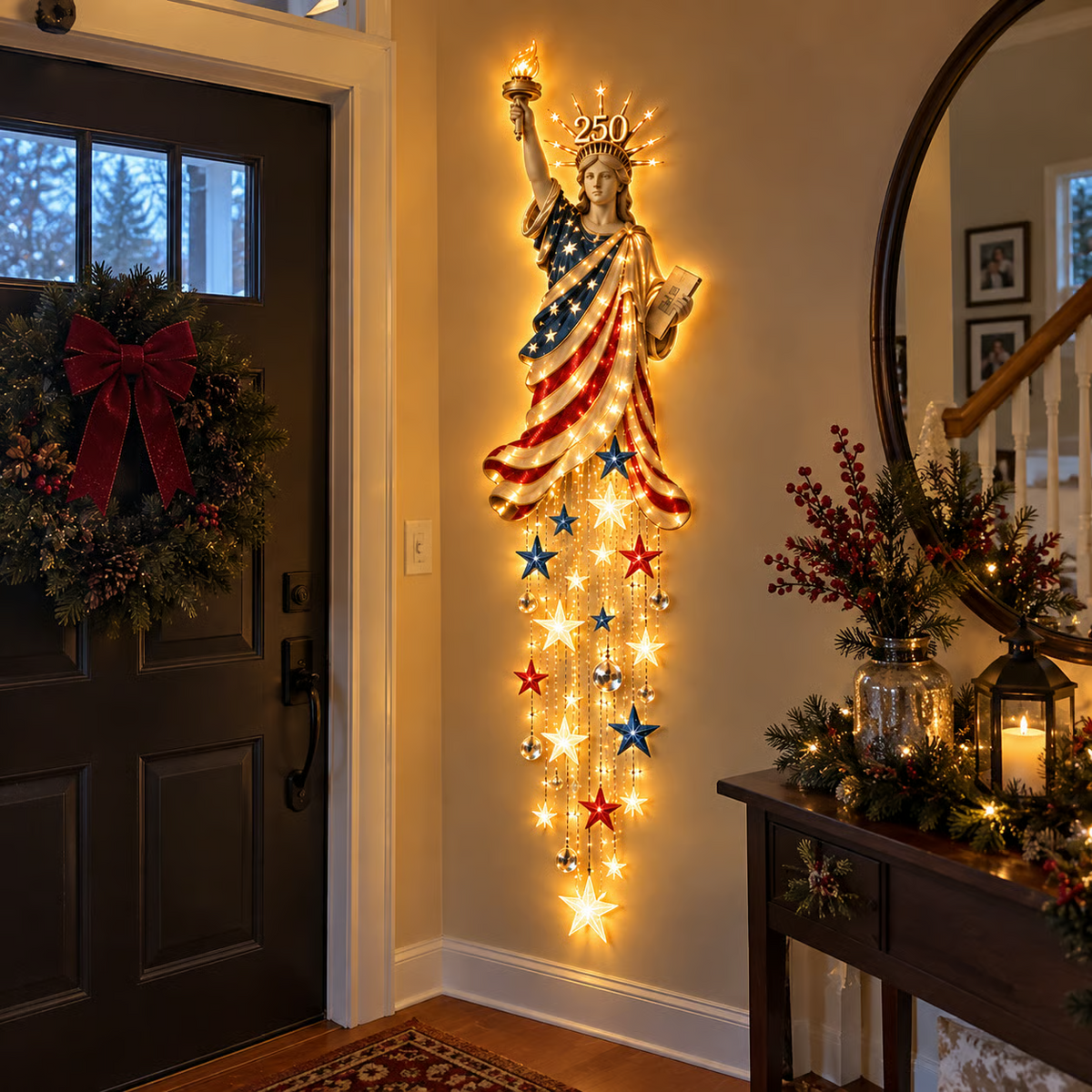 🇺🇸🗽 Liberty 250 Starfall Wall Glow – Patriotic Anniversary Lighted Keepsake