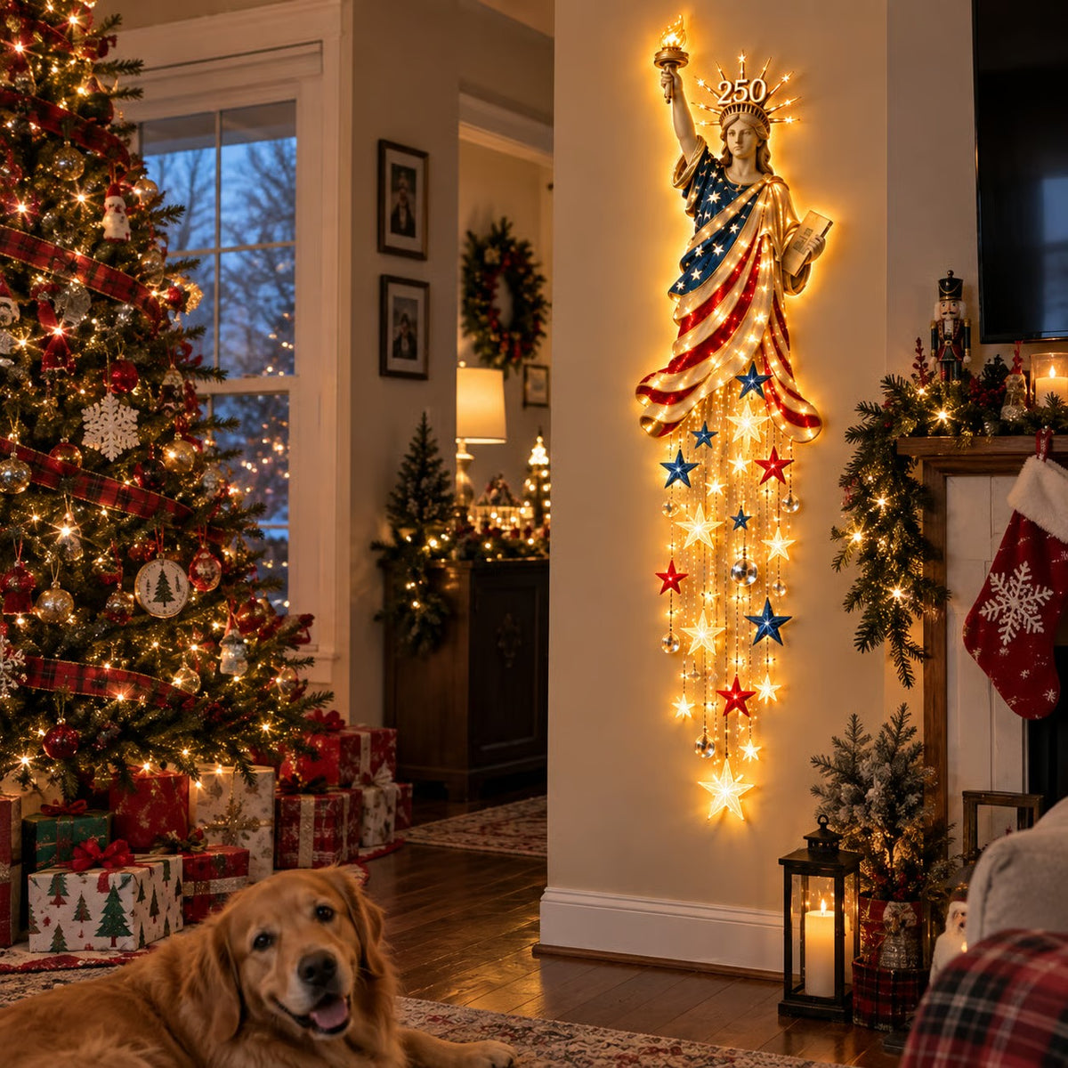 🇺🇸🗽 Liberty 250 Starfall Wall Glow – Patriotic Anniversary Lighted Keepsake