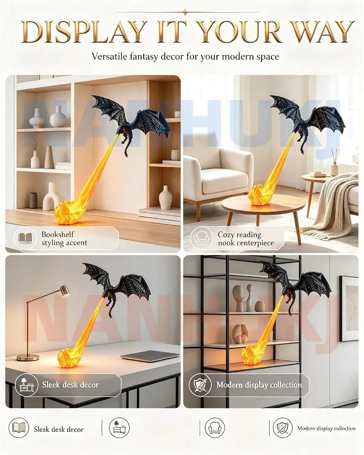 🔥Hot Sale 40% OFF✨Dragon Flame Book Nook