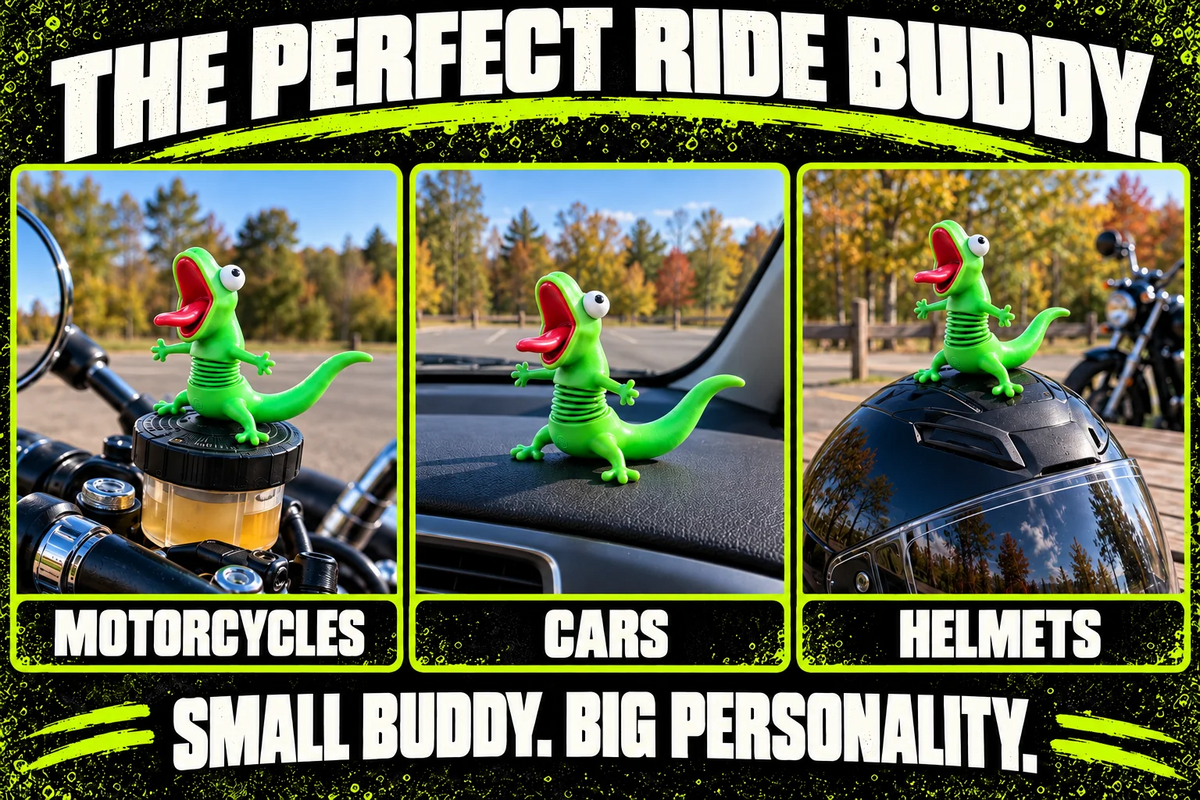 🦎🏍Wobbly Riding Buddy – Car & Motorcycle Decor