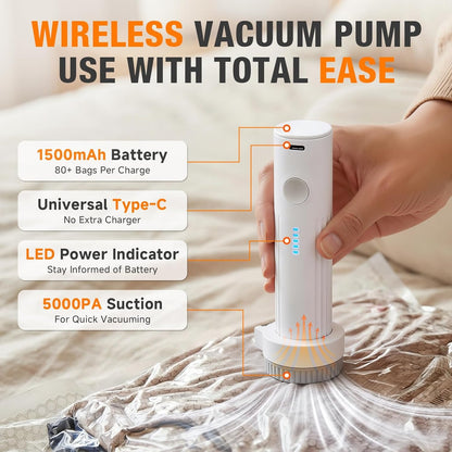 🏆⚡ 50K+ SOLD! Cordless Travel Vacuum Storage Compression Bag