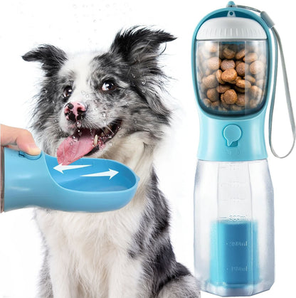 🐶3-in-1 Portable Pet Water Bottle with Food & Waste Bag Dispenser