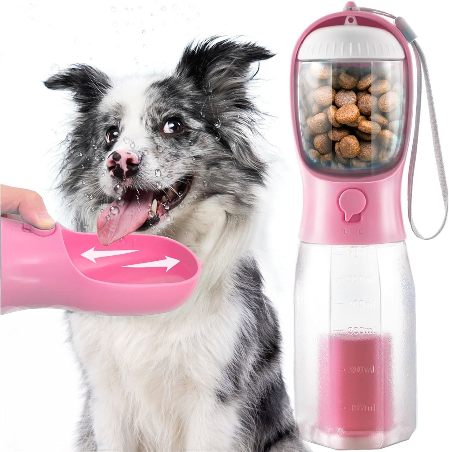 🐶3-in-1 Portable Pet Water Bottle with Food & Waste Bag Dispenser